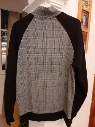 Jersey Primark cremallera cuadros gris negro XS