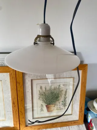 Lámpara Colgante Vintage Cristal Opalino