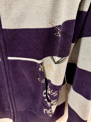 Chaqueta Desigual Talla XL Rayas Morado/Gris