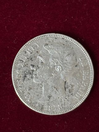 5 Pesetas Plata 1875 Alfonso XII