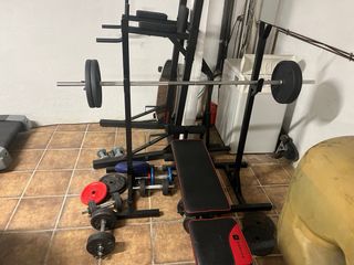 Kit gimnasio Mancuernas + Barras 93kg + Soporte