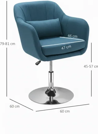 Butaca azul giratoria con reposabrazos