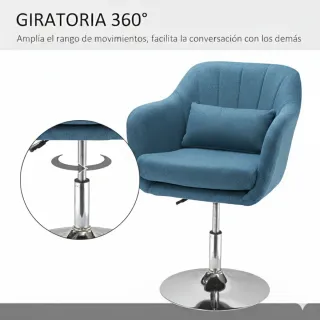Butaca azul giratoria con reposabrazos