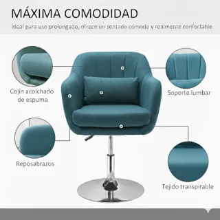 Butaca azul giratoria con reposabrazos