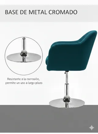 Butaca azul giratoria con reposabrazos