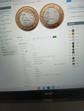 Moneda 10 Nuevos Pesos México 1993