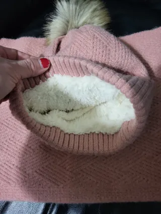 Conjunto gorro y bufanda rosa