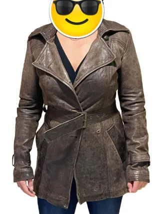 Chaqueta de cuero marrón