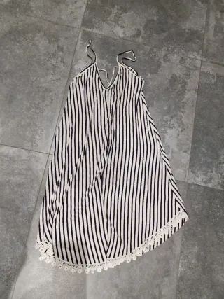 Top tirantes rayas encaje negro