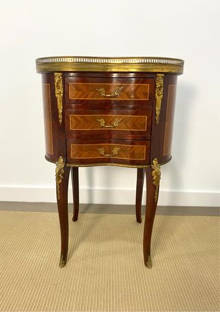 Mesa auxiliar Luis XV madera y mármol