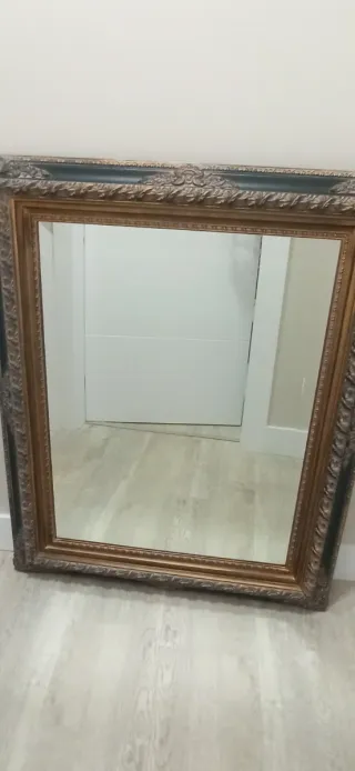 Espejo Marco Madera Dorado Negro