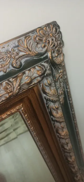 Espejo Marco Madera Dorado Negro