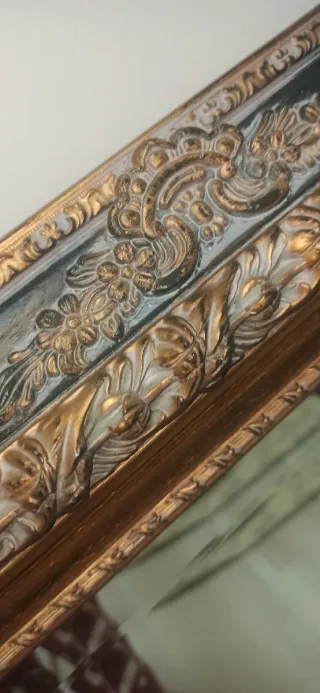 Espejo Marco Madera Dorado Negro