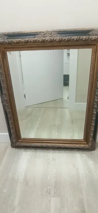 Espejo Marco Madera Dorado Negro