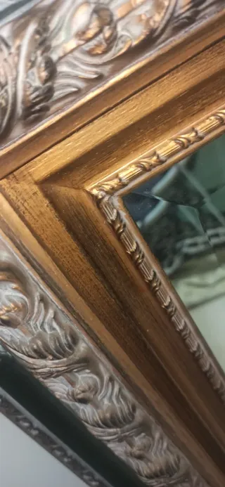 Espejo Marco Madera Dorado Negro