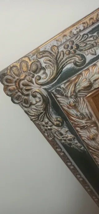 Espejo Marco Madera Dorado Negro