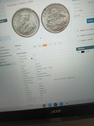 Moneda Plata Australia Chelín 1936