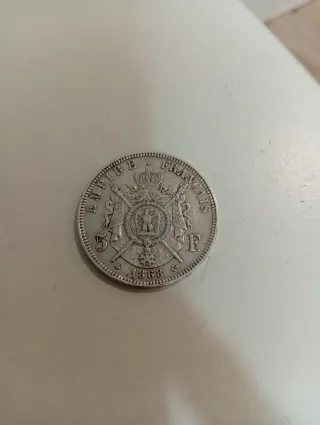Moneda Plata Napoleón III Francia 1868