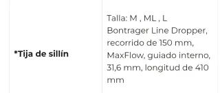 Tija Telescópica Bontrager line dropper