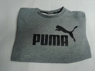 Sudadera Puma Gris Logo y Rayas