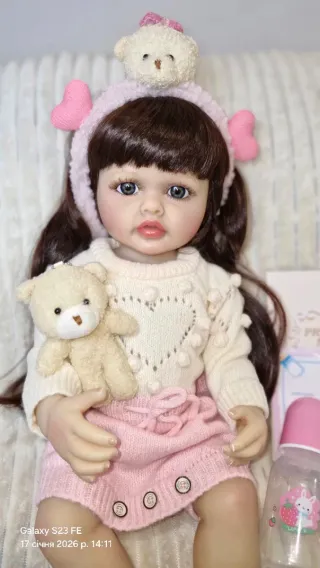 Muñeca realista 55cm, cuerpo completo de vinilo