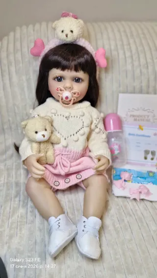 Muñeca realista 55cm, cuerpo completo de vinilo