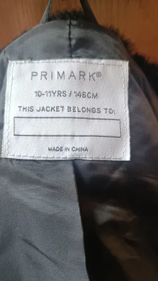 Abrigo peludo niña talla 10-11