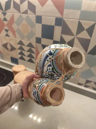 Set di 2 tamburi in ceramica decorati