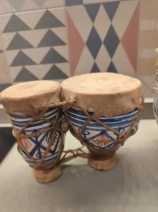 Set di 2 tamburi in ceramica decorati