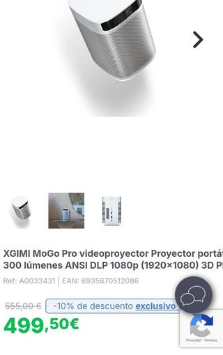 XGIMI MoGo Pro Proyector Portátil Full HD 1080p 300 lúmenes ANSI Plata