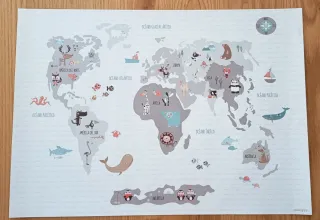 Lámina Infantil Mapa Mundi Animales