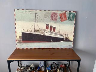 Maquetas de barcos y faro. Cuadro barco