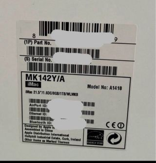 Apple iMac A1418 21.5' 8GB RAM 1TB