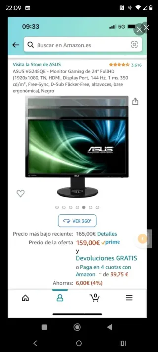 Monitor o pantalla ASUS VG248QE 24 Full HD