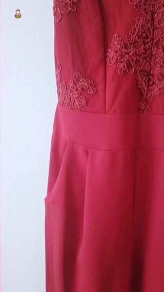 Mono Pantalón Rojo Encaje