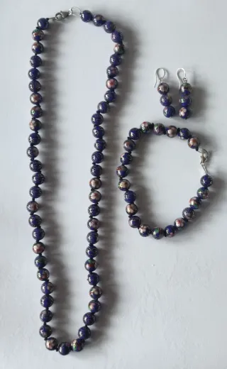 Collares pulsera y pendientes plata y perlas