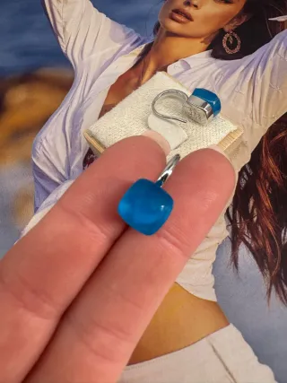 Pendientes azules y plateados estilo Pomellato