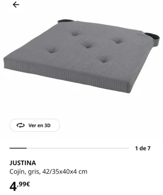 Cojín JUSTINA Ikea Gris