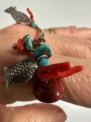 Braccialetto Argento 925 Corallo Rosso