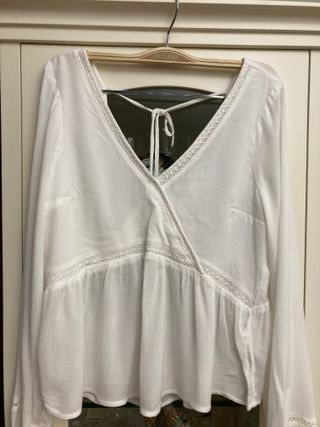 Blusa Hollister Blanca Manga Larga