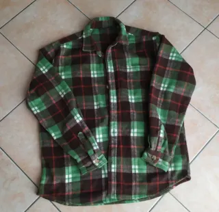 Giacca camicia a quadri marrone e verde