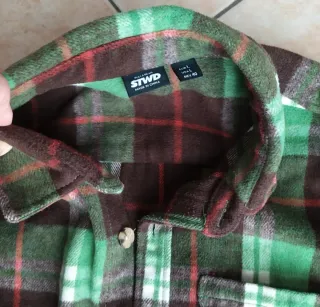Giacca camicia a quadri marrone e verde