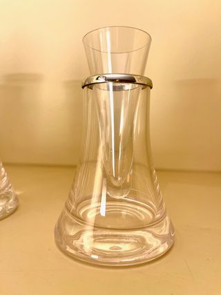 Juego de 6 vasos de cristal con aro de plata