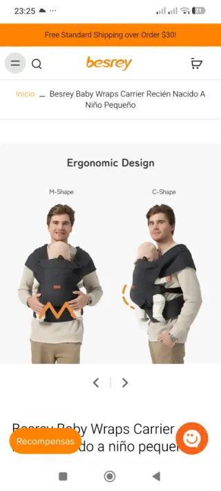 Mochila Porta Bebé Gris