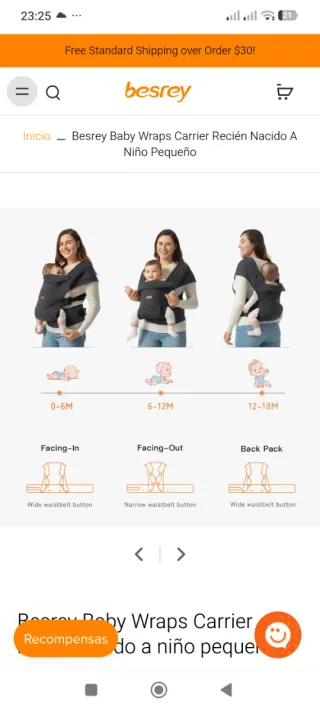 Mochila Porta Bebé Gris