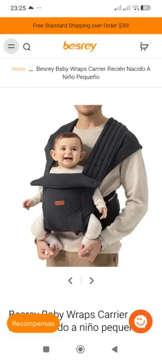 Mochila Porta Bebé Gris