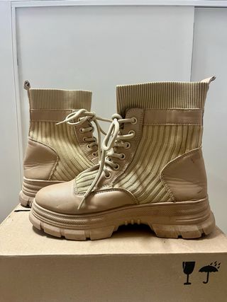 Botas Militares Beige Mujer