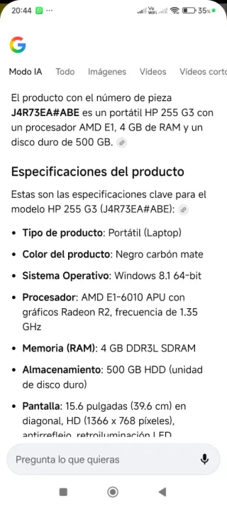Portátil HP HQ TRE 71004 Negro