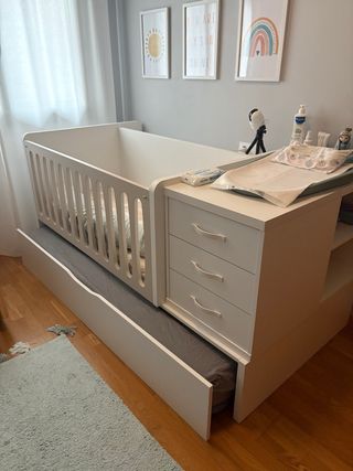 Cuna convertible Doroty blanca + colchón Ecus Kids