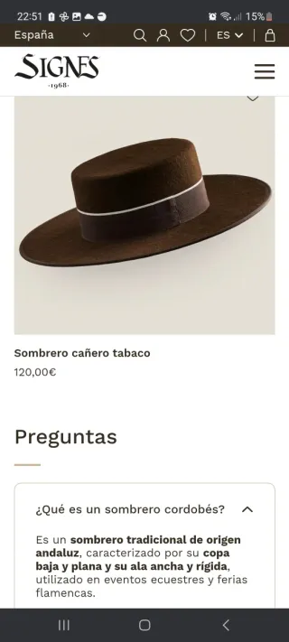 Sombrero Cordobés Marrón/tabaco 100%lana, talla 58